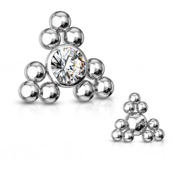 Embout microdermal triangle gris avec billes (D05)