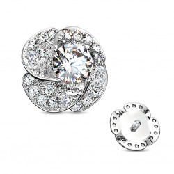 Embout microdermal fleur grise avec strass (D08)