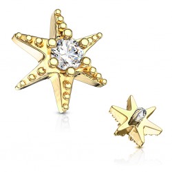 Embout microdermal étoile de mer jaune avec strass (D10)