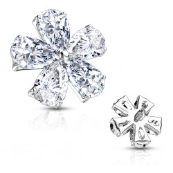 Embout microdermal fleur grise cinq pétales (D11)