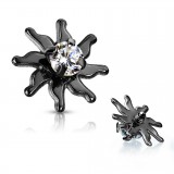 Embout microdermal soleil noir strass transparent (D13)