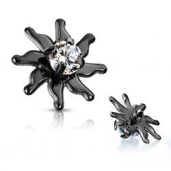 Embout microdermal soleil noir strass transparent (D13)