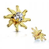 Embout microdermal soleil jaune strass transparent (D13)