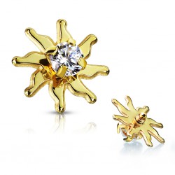 Embout microdermal soleil jaune strass transparent (D13)