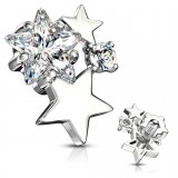 Embout microdermal trois étoiles grises et transparentes (D15)