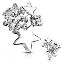 Embout microdermal trois étoiles grises et transparentes (D15)