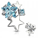 Embout microdermal trois étoiles grises et bleu-clair (D15)