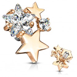 Embout microdermal rose avec trois étoiles (D15)