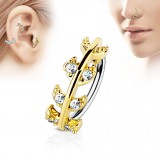 Piercing micro-bcr 166 - Jaune 0,8 ou 1mm avec feuille et strass