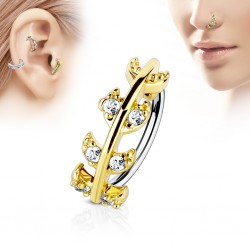 Piercing micro-bcr 166 - Jaune 0,8 ou 1mm avec feuille et strass