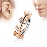 Piercing micro-bcr 166 - Rose 0,8 ou 1mm avec feuille et strass