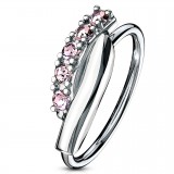 Piercing micro-bcr 169 - Deux lignes et strass roses