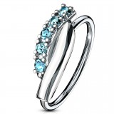 Piercing micro-bcr 169 - Deux lignes et strass bleu-clair