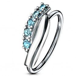Piercing micro-bcr 169 - Deux lignes et strass bleu-clair