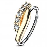 Piercing micro-bcr 170 - Gold-ip jaune deux lignes avec strass