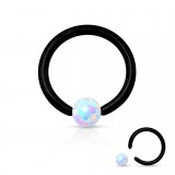 Piercing micro-bcr 129 - Anodisé titane noir et opale