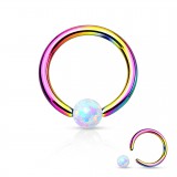 Piercing micro-bcr 129 - Anodisé titane rainbow et opale