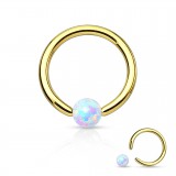 Piercing micro-bcr 129 - Gold-ip jaune et opale