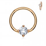 Piercing micro-bcr 141 - Gold-ip rose cristal rond