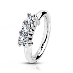 Piercing micro-bcr 173 - Gris trois strass transparents
