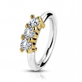 Piercing micro-bcr 173 - Jaune trois strass transparents