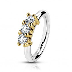 Piercing micro-bcr 173 - Jaune trois strass transparents