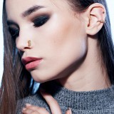 Piercing micro-bcr 173 - Jaune trois strass transparents