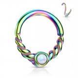 Piercing micro-bcr 56 - Rainbow vrillé opale