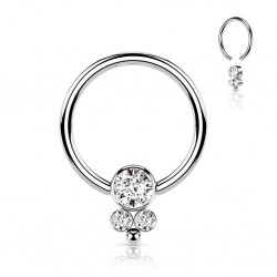 Piercing micro-bcr 206 - Gris trois strass et boule