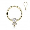 Piercing micro-bcr 206 - Jaune trois strass et boule