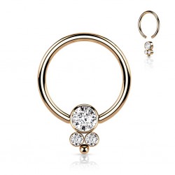 Piercing micro-bcr 206 - Rose trois strass et boule