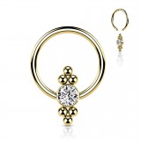Piercing micro-bcr 207 - Jaune strass et billes
