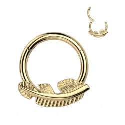 Piercing micro-bcr 214 - Titane jaune et plume