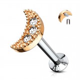 Piercing micro-labret 109 - Lune rose multistrass
