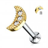 Piercing micro-labret 109 - Lune jaune multistrass