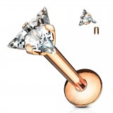 Piercing micro-labret 116 - Rose zircone triangle