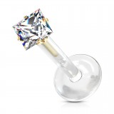 Piercing micro-labret PTFE 143 - Jaune cristal carré