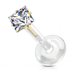 Piercing micro-labret PTFE 143 - Jaune cristal carré