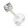 Piercing micro-labret PTFE 143 - Jaune cristal carré