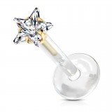 Piercing micro-labret PTFE 141 - Jaune cristal étoile