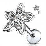 Piercing micro-labret 122 - Fleur avec strass transparents