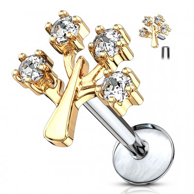 Micro Labret Bioflex Avec Strass 2mm - 100% Biocompatible, Sans Métal, Longueurs 5-10mm