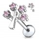 Piercing micro-labret 120 - Arbre avec strass roses