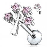 Piercing micro-labret 120 - Arbre avec strass roses