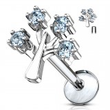 Piercing micro-labret 120 - Arbre avec strass bleu-clair
