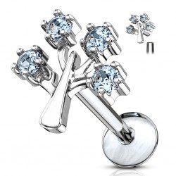 Piercing micro-labret 120 - Arbre avec strass bleu-clair