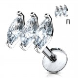 Piercing micro-labret 119 - Gris trois zircones transparents
