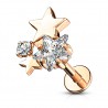 Piercing micro-labret 130 - Etoiles roses et zircones