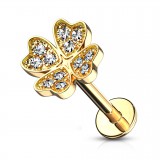Piercing micro-labret 67 - Trèfle à quatre feuilles jaune