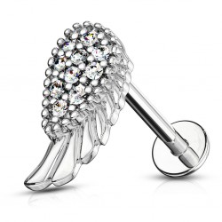 Piercing micro-labret 24 - Aile grise avec strass